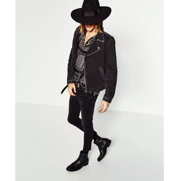 Zara Other - ZARA MAN Legend Collection Studded Denim Jacket M Moto Jean